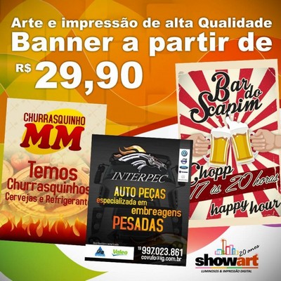 Banner de Lona para Comunicação Visual Cosmópolis - Banner de Lona para Comunicação Visual